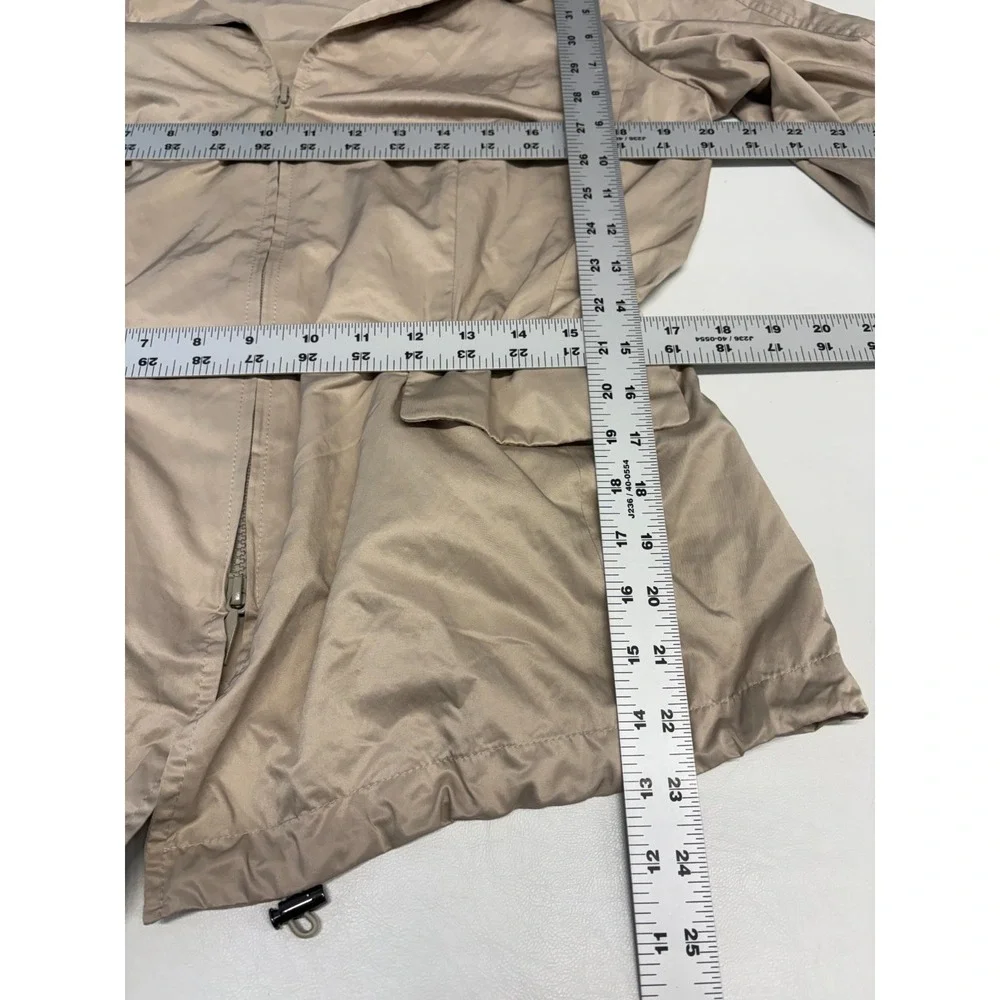 Lafayette 148 New York Jacket Women 10 Beige Lightweight Ruched Zip Quiet Luxury